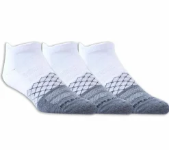 Meias|Acessórios-SKECHERS 3 Pack Diamond Arch Socks BRANCO / PRETO
