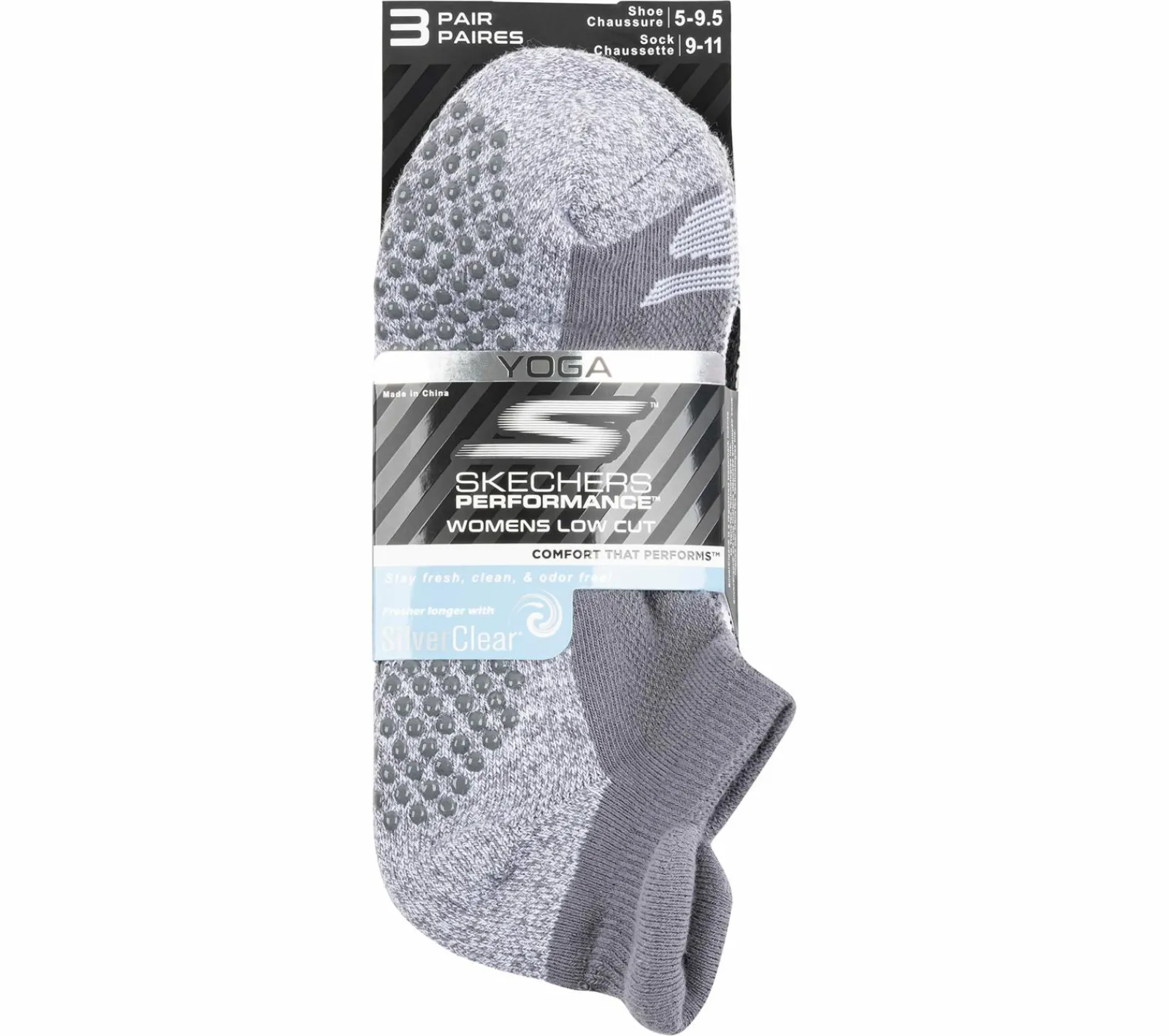 Acessórios-SKECHERS 3 Pack Low Cut Grip Socks CINZENTO