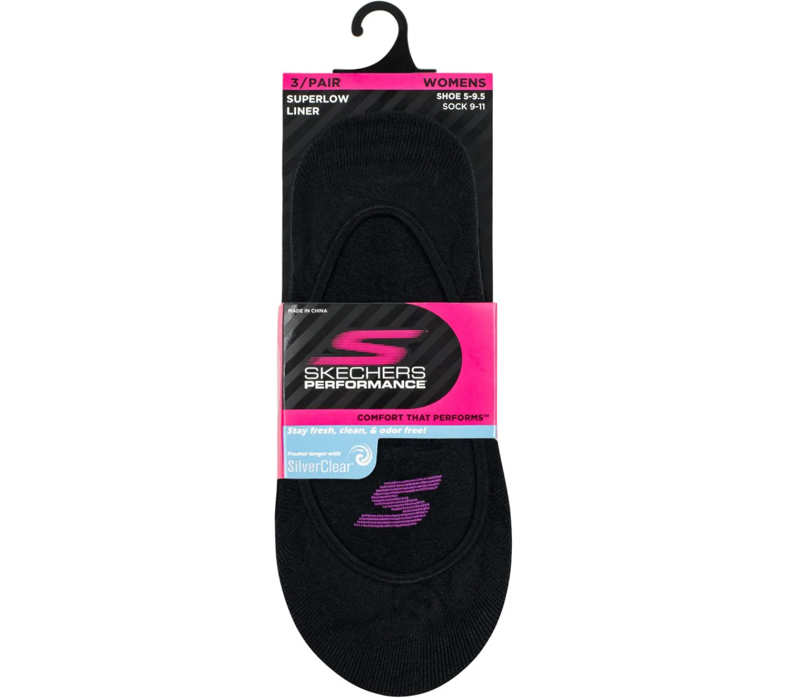 Meias|Acessórios-SKECHERS 3 Pack Sport Mesh No Show Liner Socks PRETO