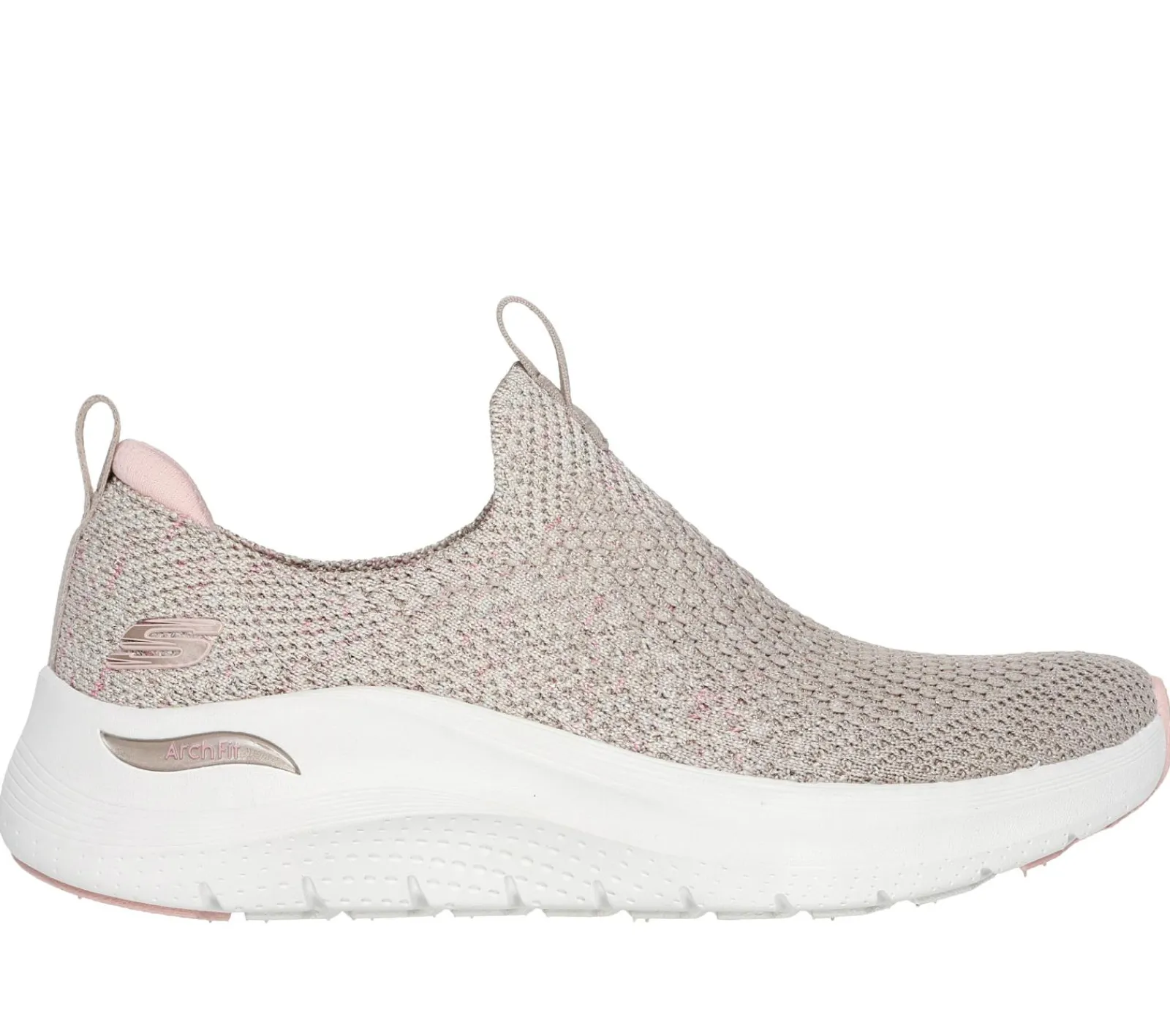Calçado Sem Atacadores|Sapatilhas-SKECHERS Arch Fit 2.0 - Sheer Shimmer TAUPE / ROSA