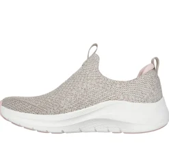 Calçado Sem Atacadores|Sapatilhas-SKECHERS Arch Fit 2.0 - Sheer Shimmer TAUPE / ROSA