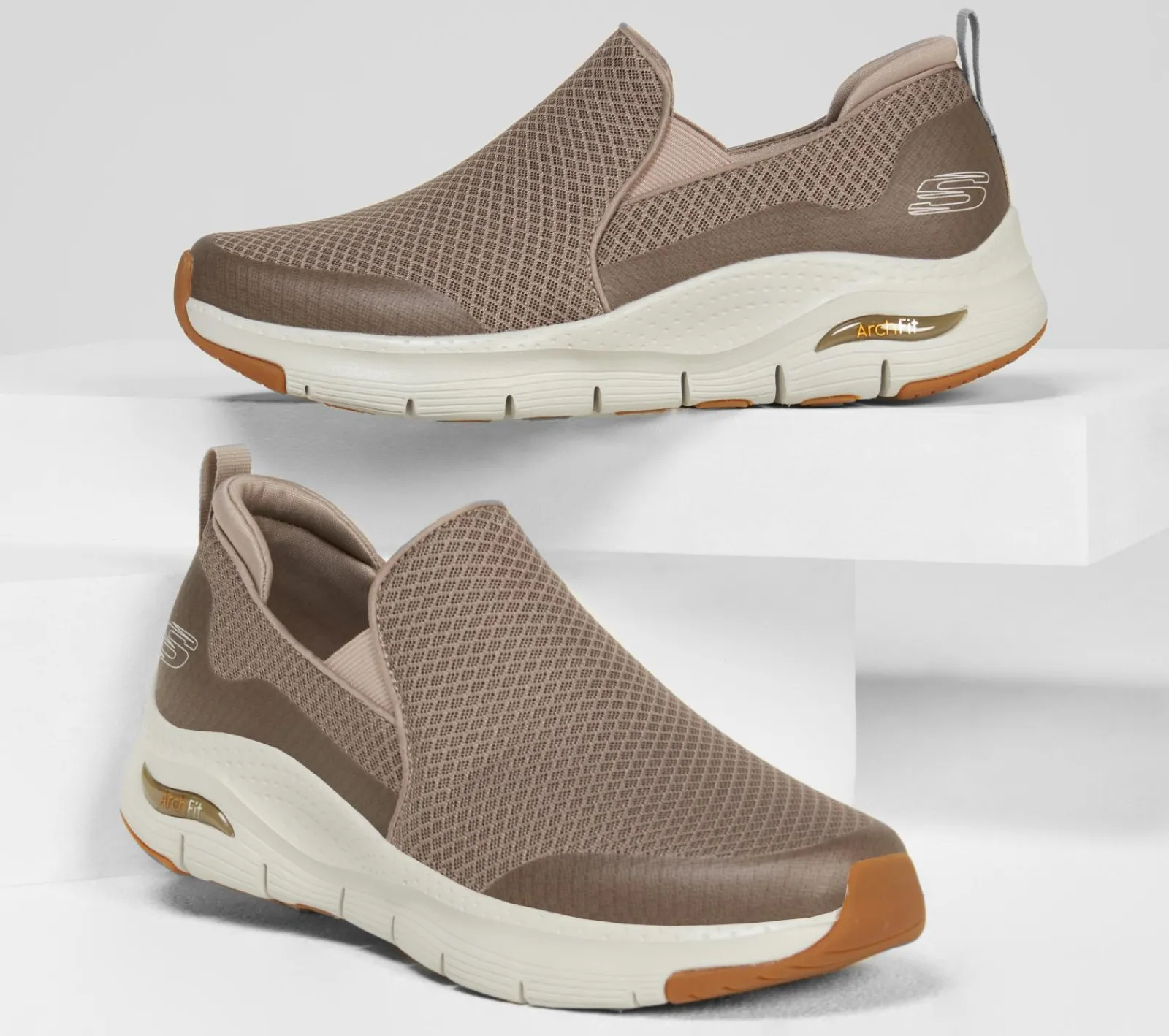 Calçado Sem Atacadores|Sapatilhas Casuais-SKECHERS Arch Fit - Banlin TAUPE