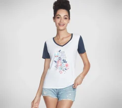 Bobs For Dogs|Partes De Cima-SKECHERS BOBS Apparel Run Walk V Neck Tee Shirt BRANCO