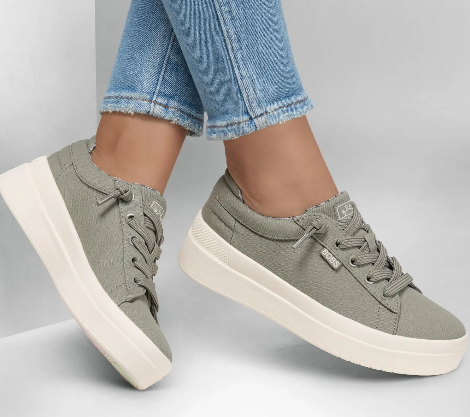 Canvas Shoes|Calçado Sem Atacadores-SKECHERS BOBS D'Vine Sky - Prime Pace AZEITONA