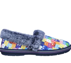 Slippers-SKECHERS BOBS Too Cozy - Rockstar Pawty NAVY / MULTICOR
