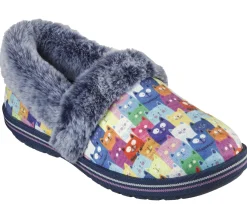 Slippers-SKECHERS BOBS Too Cozy - Rockstar Pawty NAVY / MULTICOR