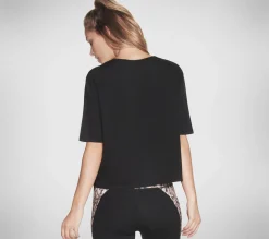 Partes De Cima|Partes De Cima-SKECHERS Cheetah Diamond Crop Tee Shirt PRETO