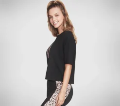 Partes De Cima|Partes De Cima-SKECHERS Cheetah Diamond Crop Tee Shirt PRETO