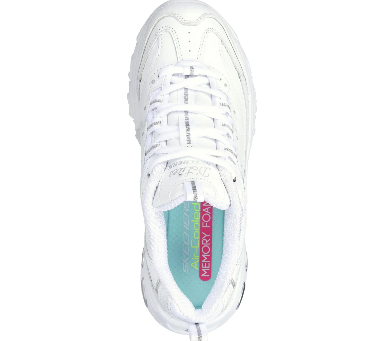Com Atacadores|Sapatilhas-SKECHERS D'Lites - Fresh Start BRANCO / PRATEADO