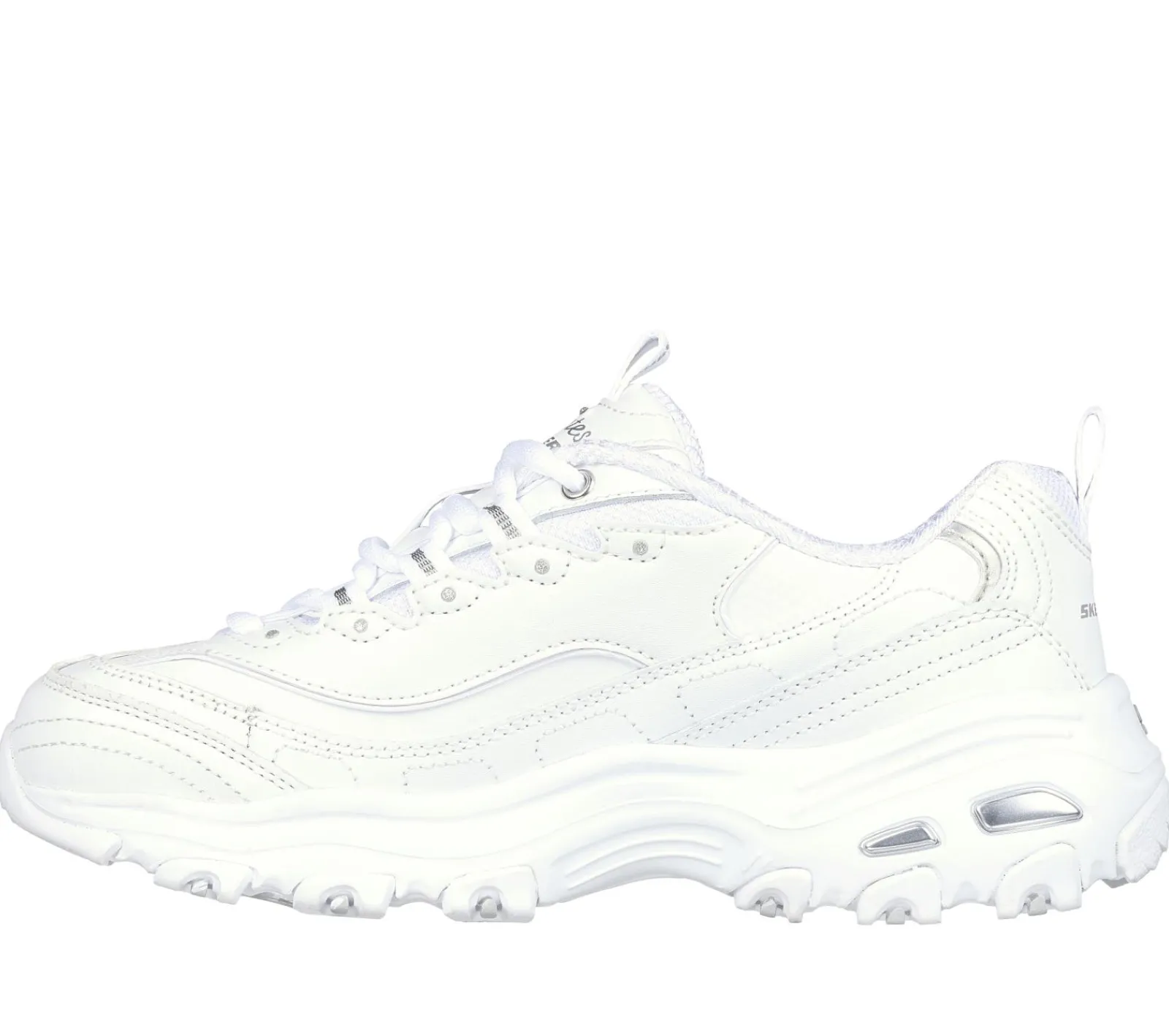 Com Atacadores|Sapatilhas-SKECHERS D'Lites - Fresh Start BRANCO / PRATEADO