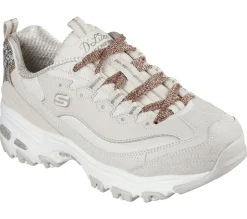 Com Atacadores|Sapatilhas Casuais-SKECHERS D'Lites - Golden Chic NATURAL / DOURADO