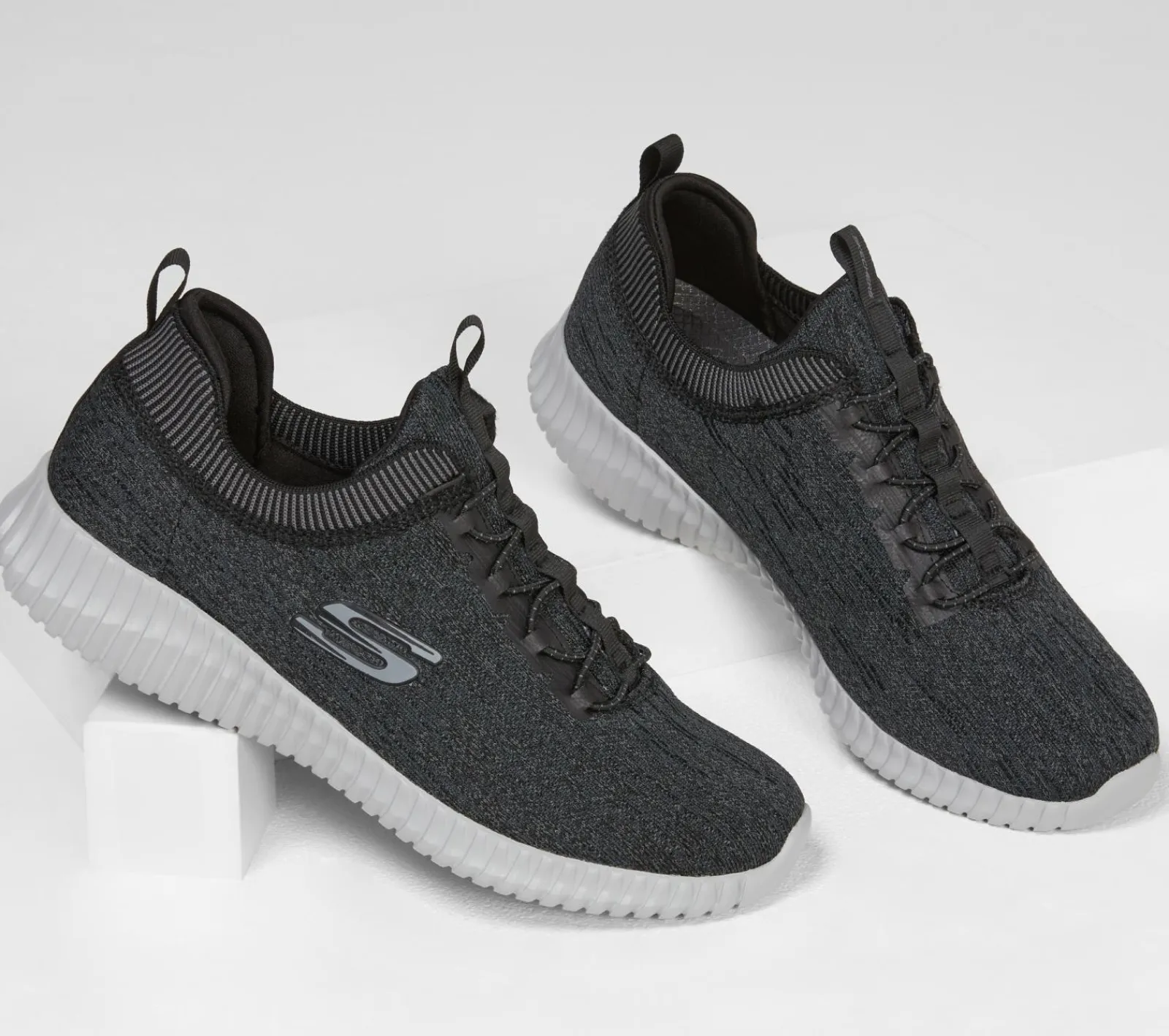 Calçado Sem Atacadores|Sapatilhas Casuais-SKECHERS Elite Flex - Hartnell PRETO / CINZENTO