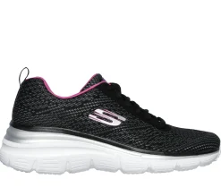 Com Atacadores|Sapatilhas-SKECHERS Fashion Fit - Bold Boundaries PRETO / ROSA CHOQUE