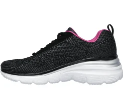 Com Atacadores|Sapatilhas-SKECHERS Fashion Fit - Bold Boundaries PRETO / ROSA CHOQUE