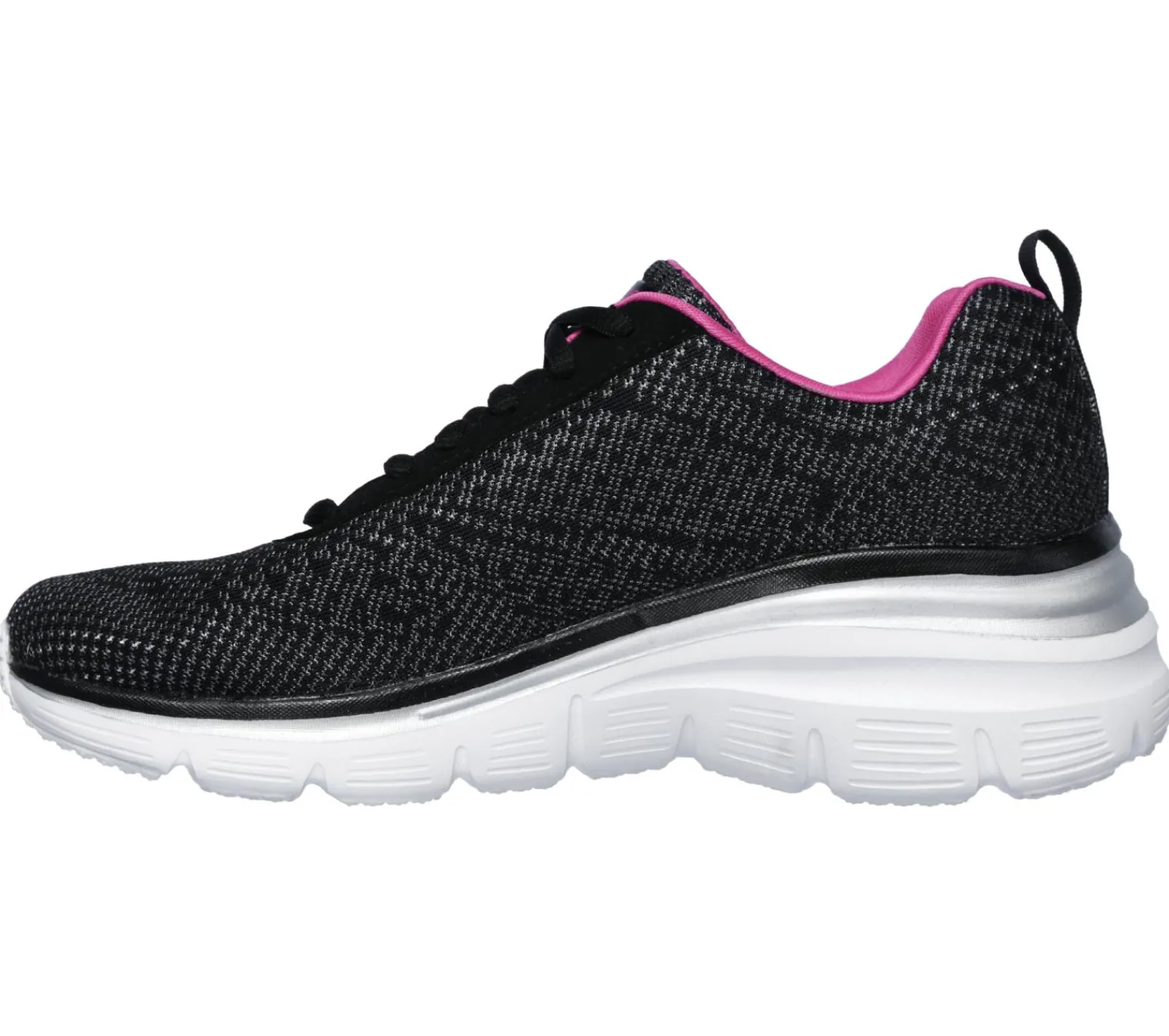 Com Atacadores|Sapatilhas-SKECHERS Fashion Fit - Bold Boundaries PRETO / ROSA CHOQUE