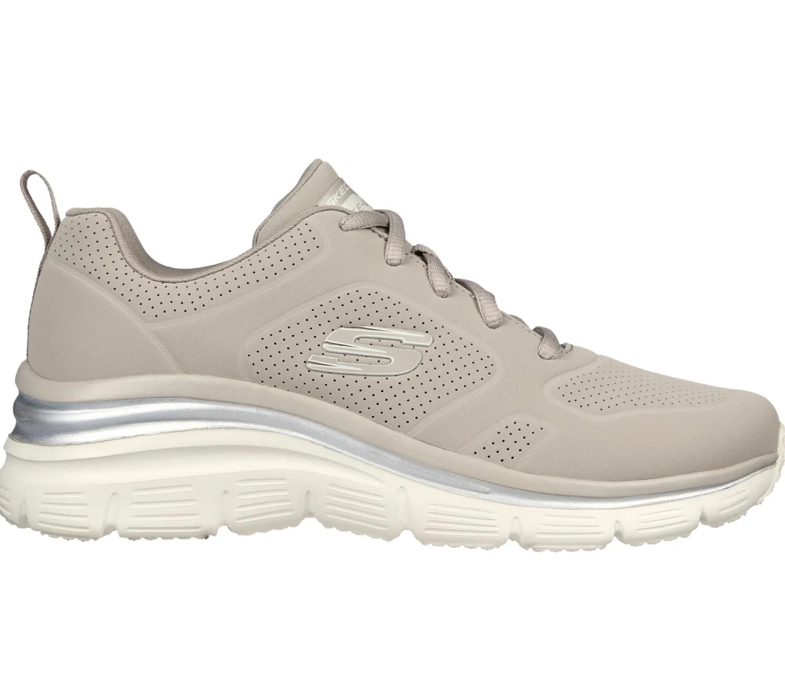 Com Atacadores|Sapatilhas Casuais-SKECHERS Fashion Fit - Timeless Vibe TAUPE