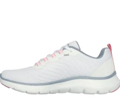 Com Atacadores|Sapatilhas Casuais-SKECHERS Flex Appeal 5.0 BRANCO / ROSA / AZUL