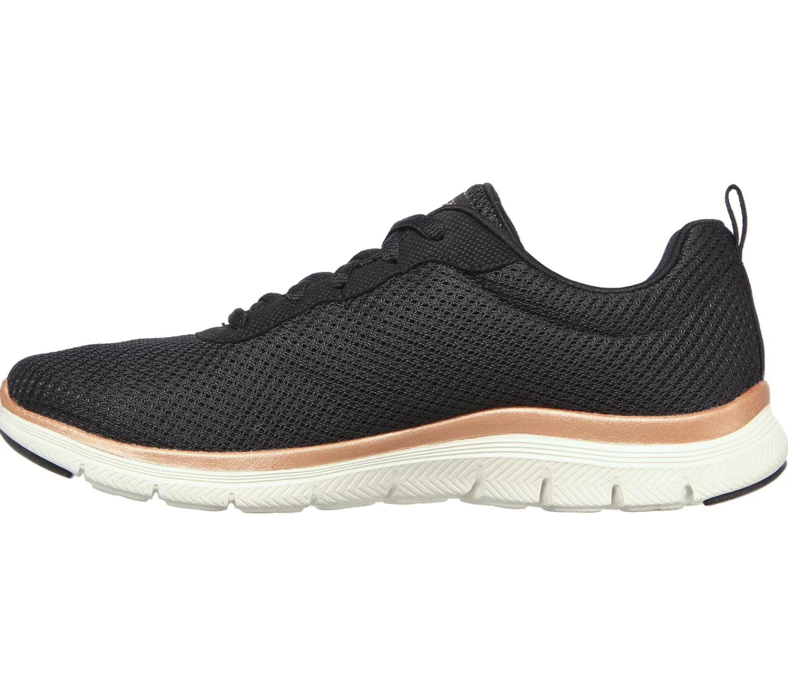 Com Atacadores|Sapatilhas-SKECHERS Flex Appeal 4.0 - Brilliant View PRETO / DOURADO ROSA