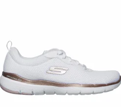 Com Atacadores|Sapatilhas-SKECHERS Flex Appeal 3.0 - First Insight BRANCO /ROSA GOLD