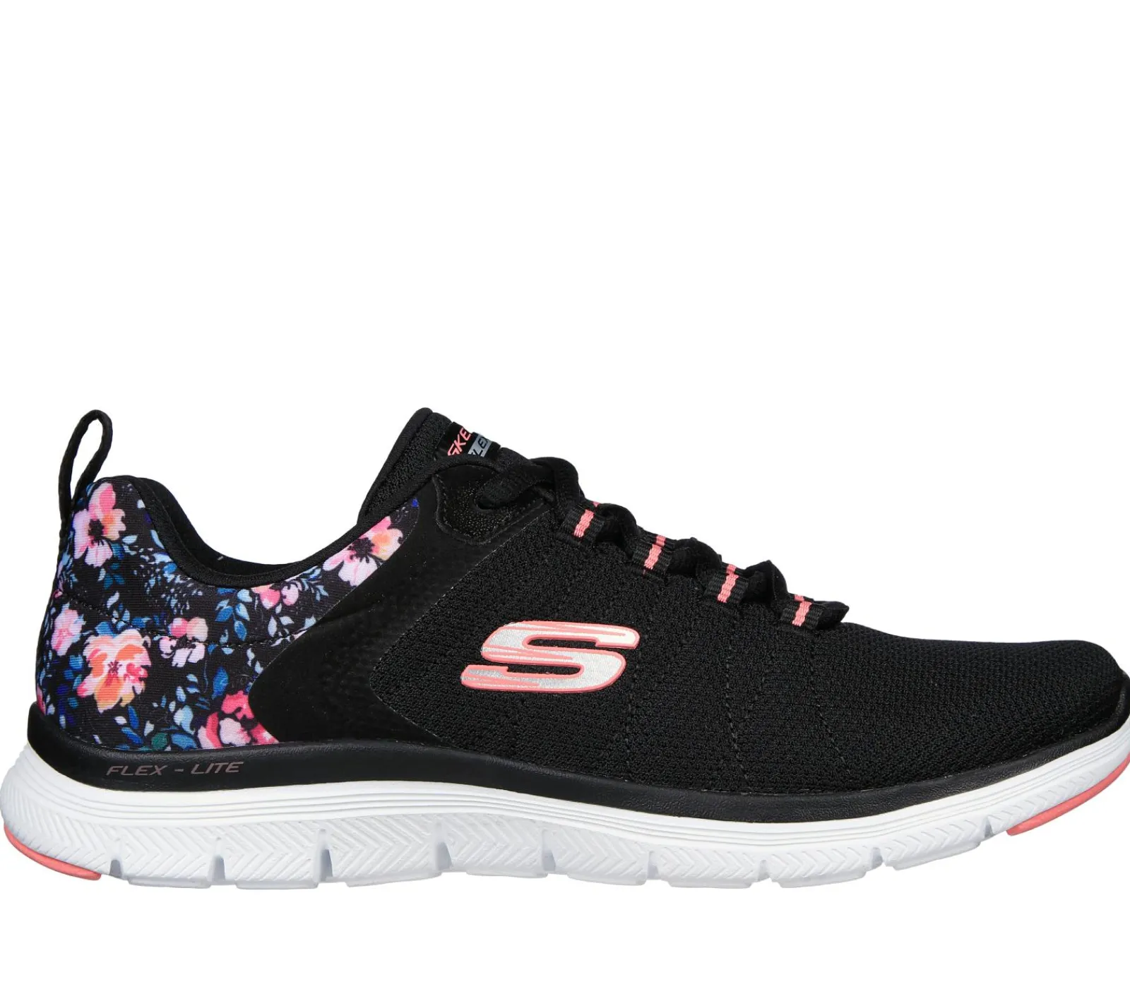Com Atacadores|Sapatilhas Casuais-SKECHERS FLEX APPEAL 4.0 - LET IT BLOSSOM PRETO / MULTICOR