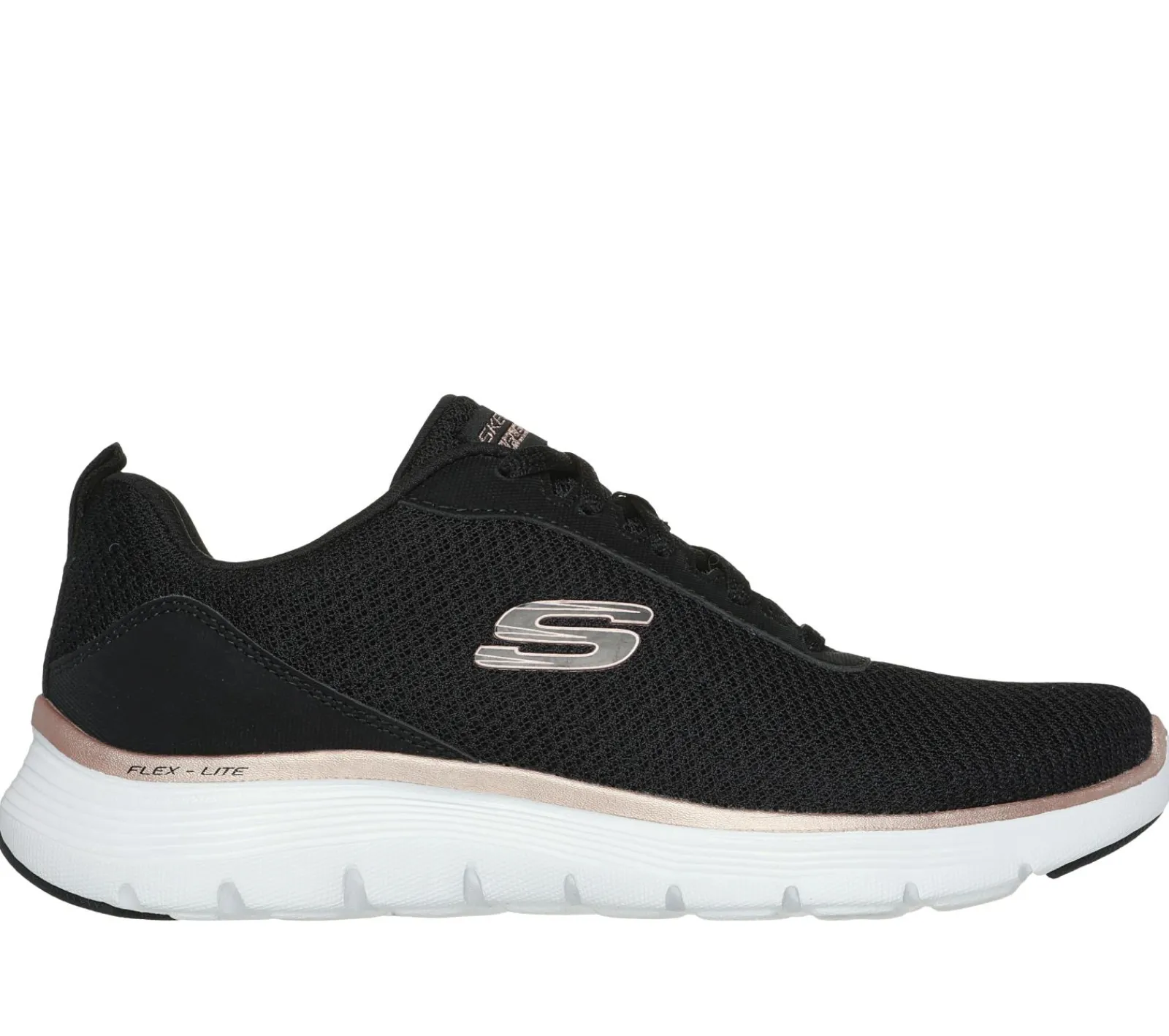 Com Atacadores|Sapatilhas Casuais-SKECHERS Flex Appeal 5.0 - Uptake PRETO / DOURADO ROSA