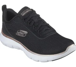 Com Atacadores|Sapatilhas Casuais-SKECHERS Flex Appeal 5.0 - Uptake PRETO / DOURADO ROSA