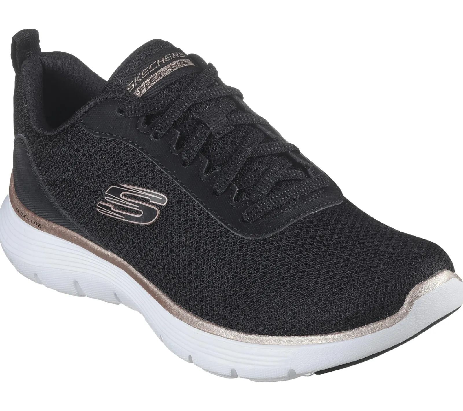 Com Atacadores|Sapatilhas Casuais-SKECHERS Flex Appeal 5.0 - Uptake PRETO / DOURADO ROSA