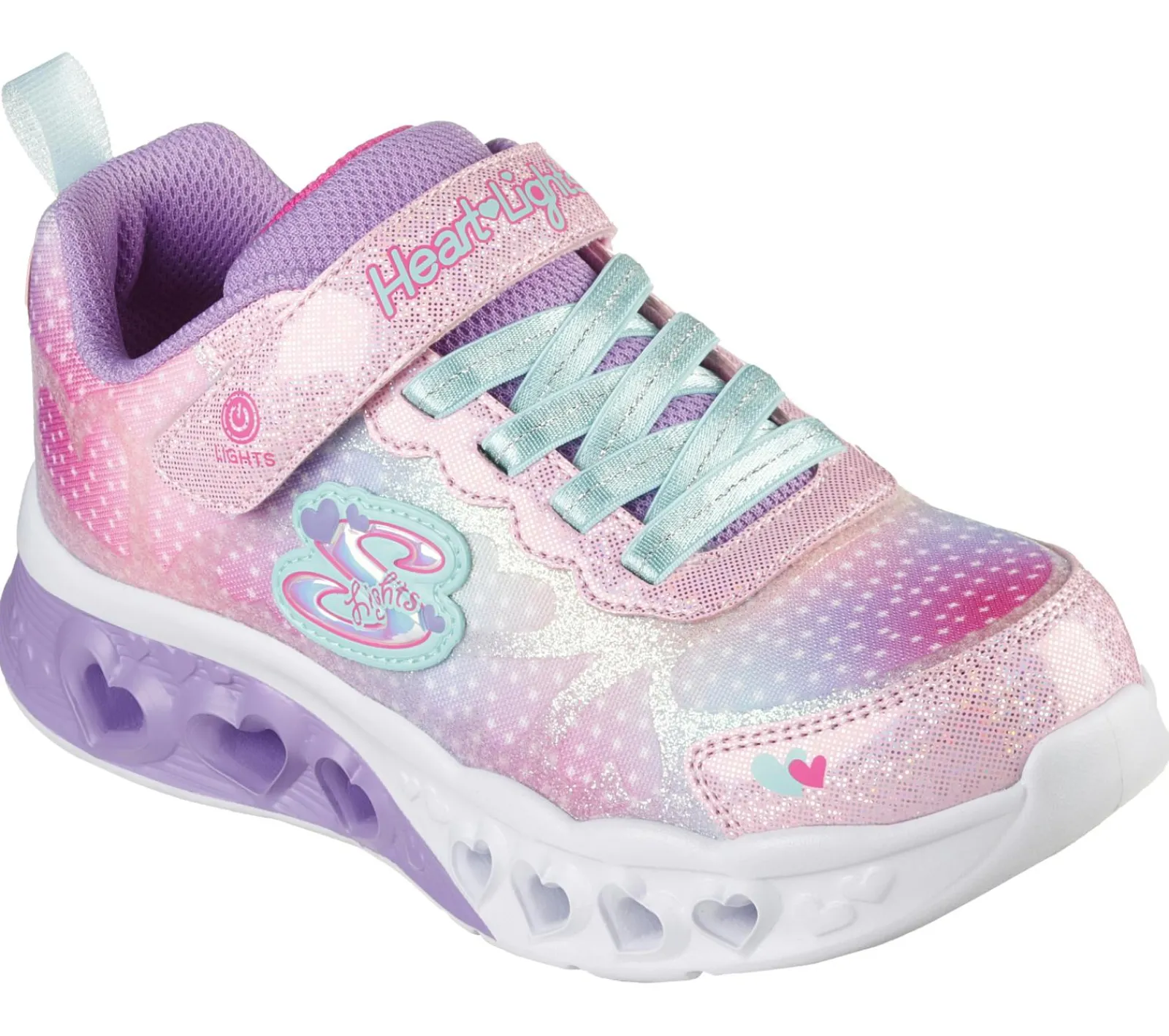 Calçado Sem Atacadores|Luzes-SKECHERS Flutter Heart Lights - Simply Love ROSA / MULTICOR