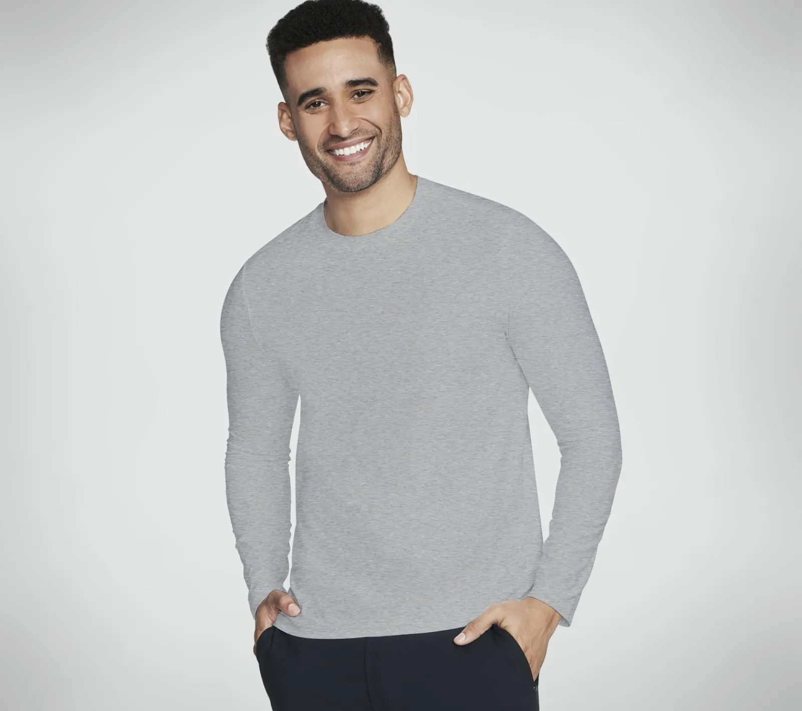 Partes De Cima|Partes De Cima-SKECHERS GO DRI All Day Long Sleeve Tee CINZENTO CLARO