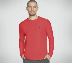 Partes De Cima|Partes De Cima-SKECHERS GO DRI All Day L/S Diamond Tee Solid METAL / VERMELHO