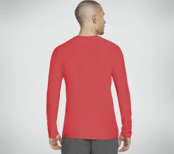 Partes De Cima|Partes De Cima-SKECHERS GO DRI All Day L/S Diamond Tee Solid METAL / VERMELHO
