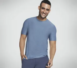 Partes De Cima|Partes De Cima-SKECHERS GO DRI All Day Tee AZUL / CINZENTO