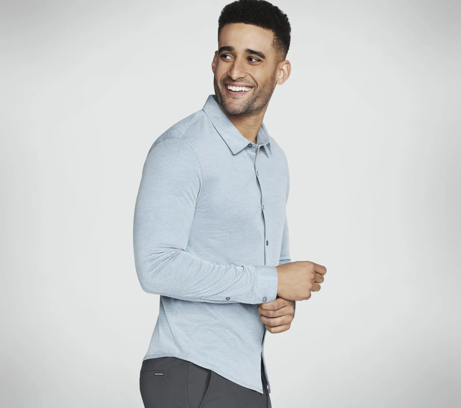 Partes De Cima|Partes De Cima-SKECHERS GO DRI Off Duty Button Down Shirt DENIM