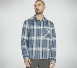 Partes De Cima|Partes De Cima-SKECHERS GO DRI Ridgetop Button Down Shirt DENIM