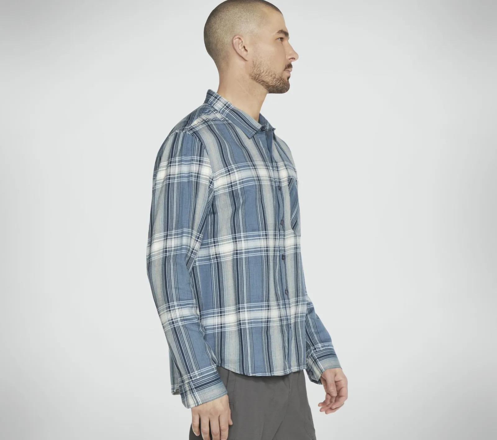 Partes De Cima|Partes De Cima-SKECHERS GO DRI Ridgetop Button Down Shirt DENIM