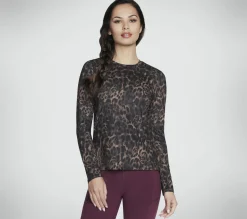 Partes De Cima|Partes De Cima-SKECHERS GO DRI Serene Cheetah Long Sleeve NATURAL / TAUPE