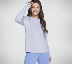 Partes De Cima|Partes De Cima-SKECHERS GO DRI SWIFT Long Sleeve Crew LAVANDA / ROSA CLARO