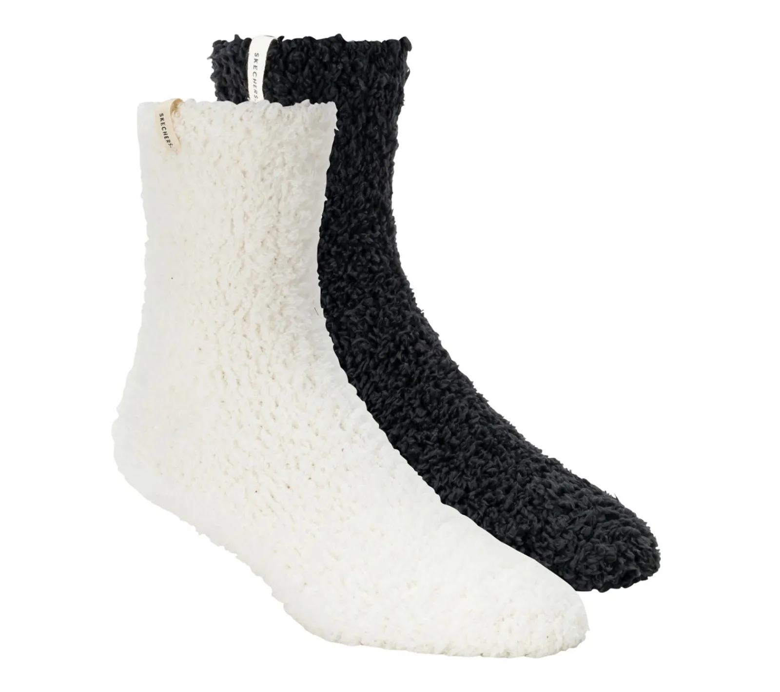 Acessórios-SKECHERS GO LOUNGE Furry Crew Socks - 2 Pack BRANCO / PRETO