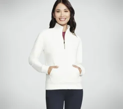 Partes De Cima|Partes De Cima-SKECHERS GO LUXE Rib 1/4 Zip BRANCO SUJO
