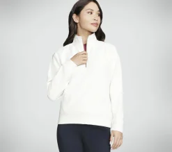 Partes De Cima|Partes De Cima-SKECHERS GO LUXE Rib 1/4 Zip BRANCO SUJO