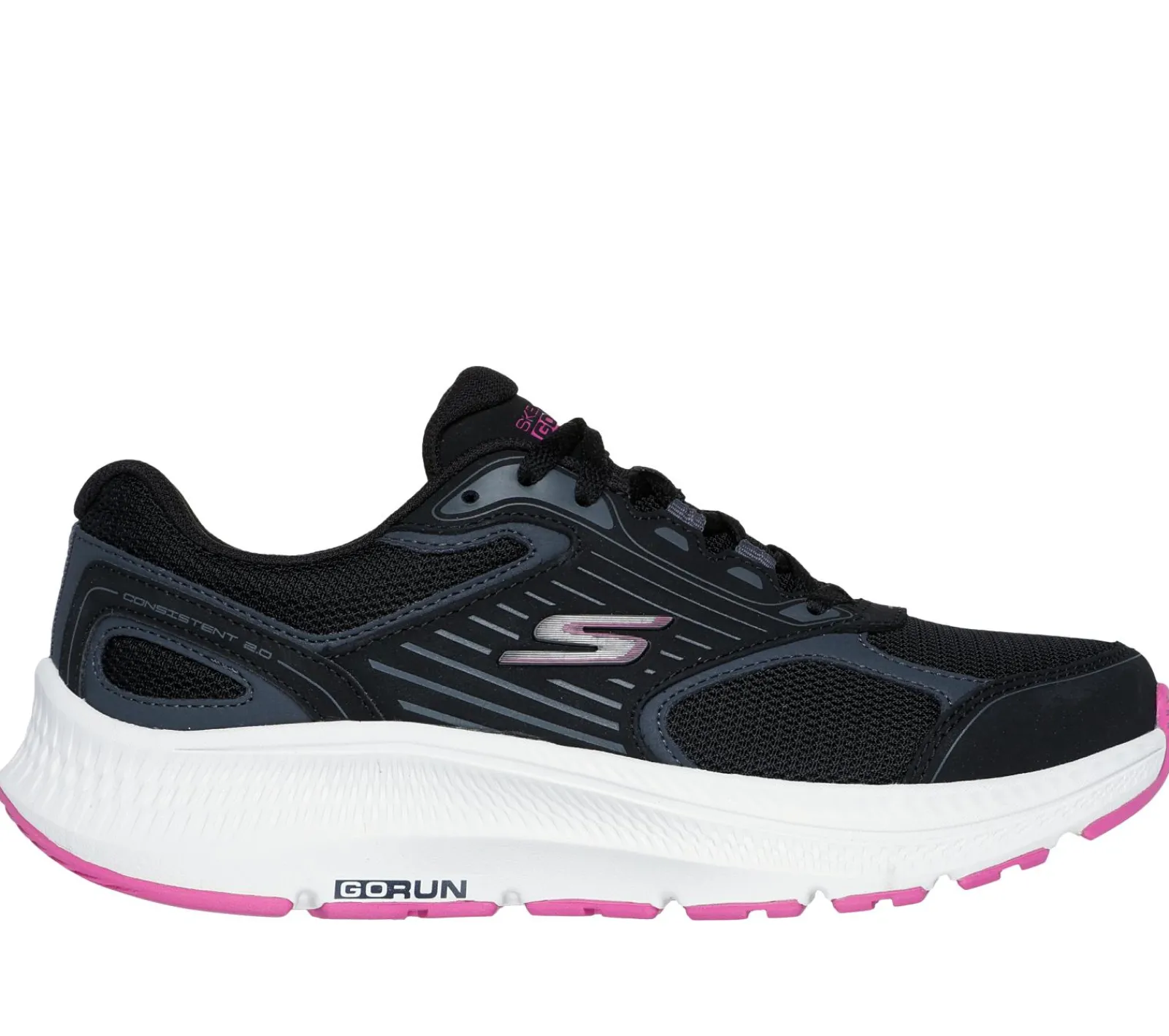 Com Atacadores-SKECHERS GO RUN Consistent 2.0 - Advantage PRETO / FUCSIA