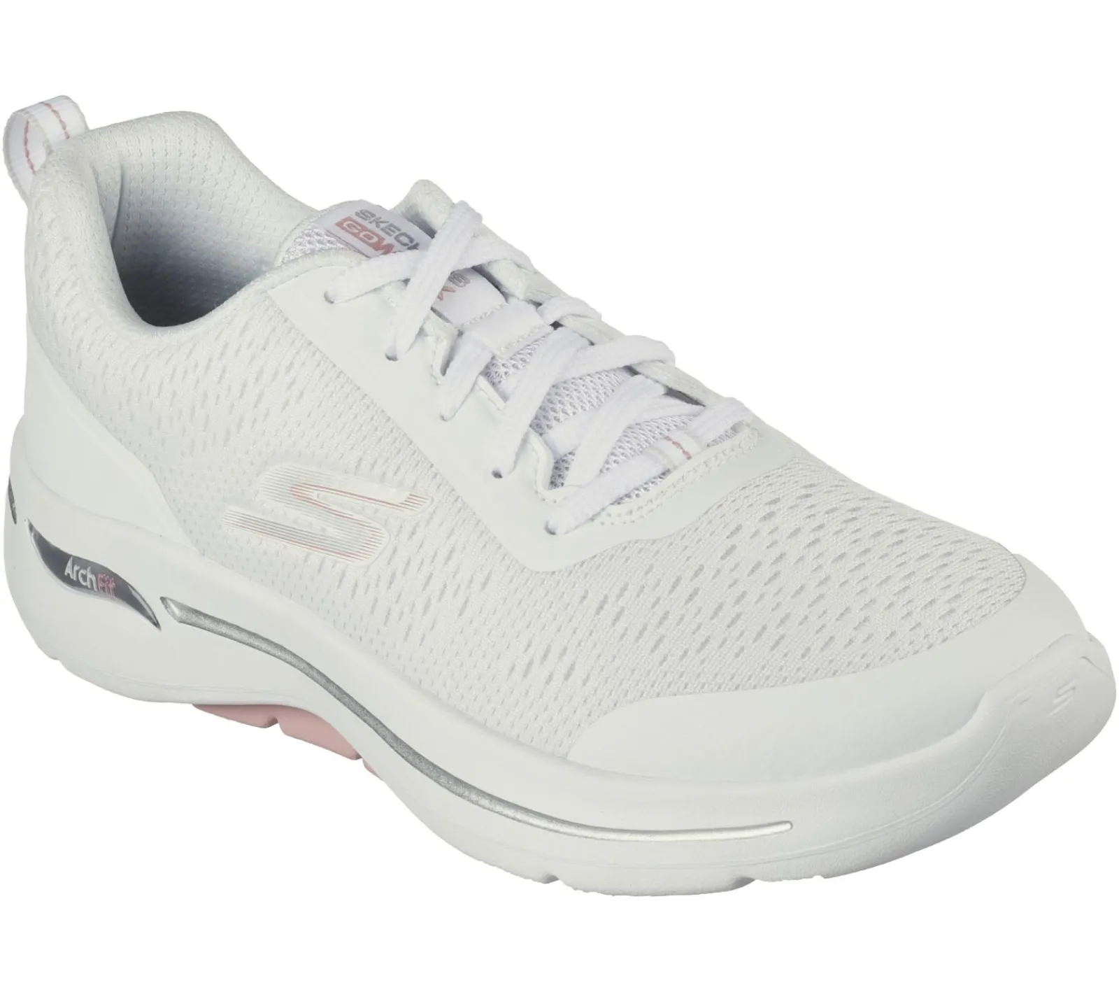 Com Atacadores|Sapatilhas-SKECHERS GO WALK Arch Fit - Uptown Summer BRANCO / ROSA CLARO