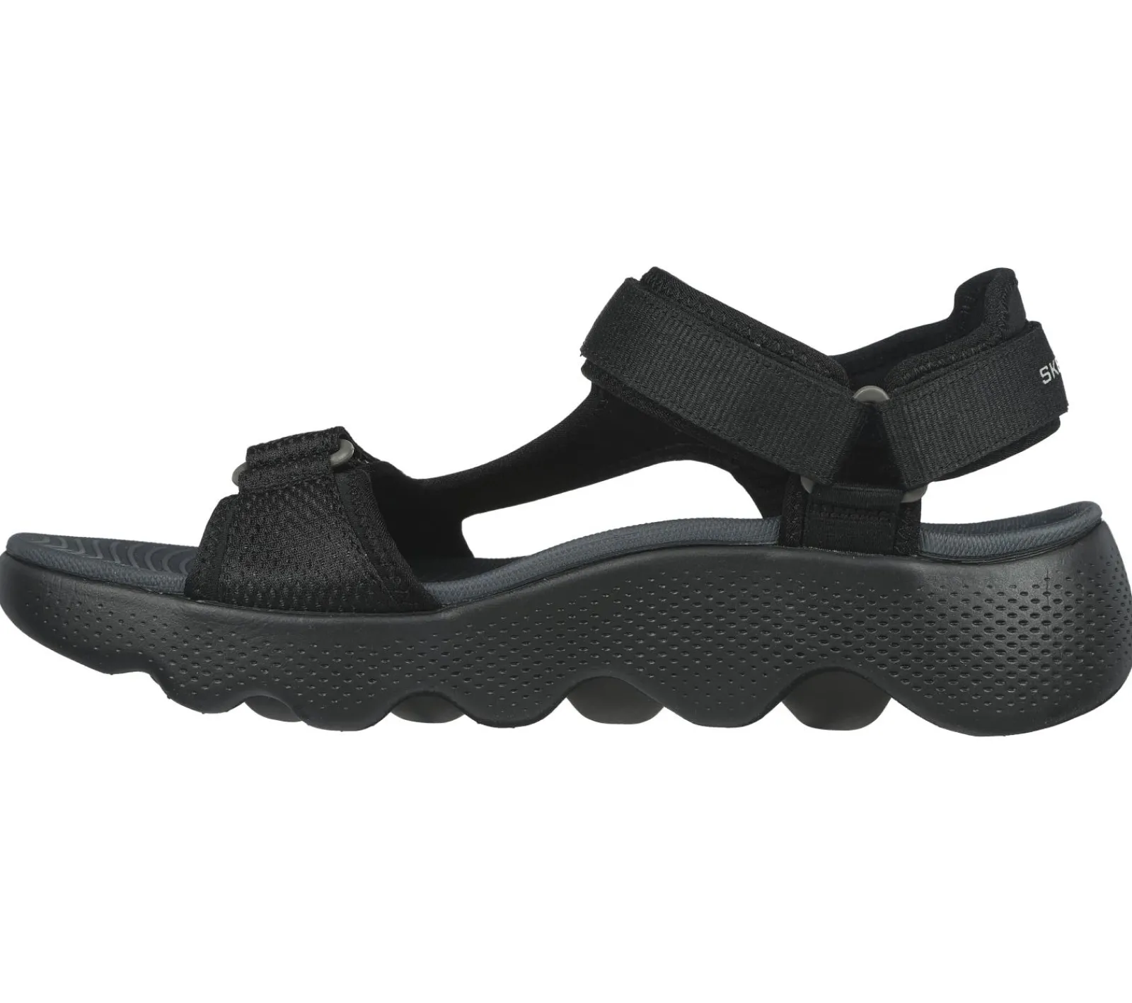 Sandálias-SKECHERS GO WALK Massage Fit Sandal PRETO / CINZENTO