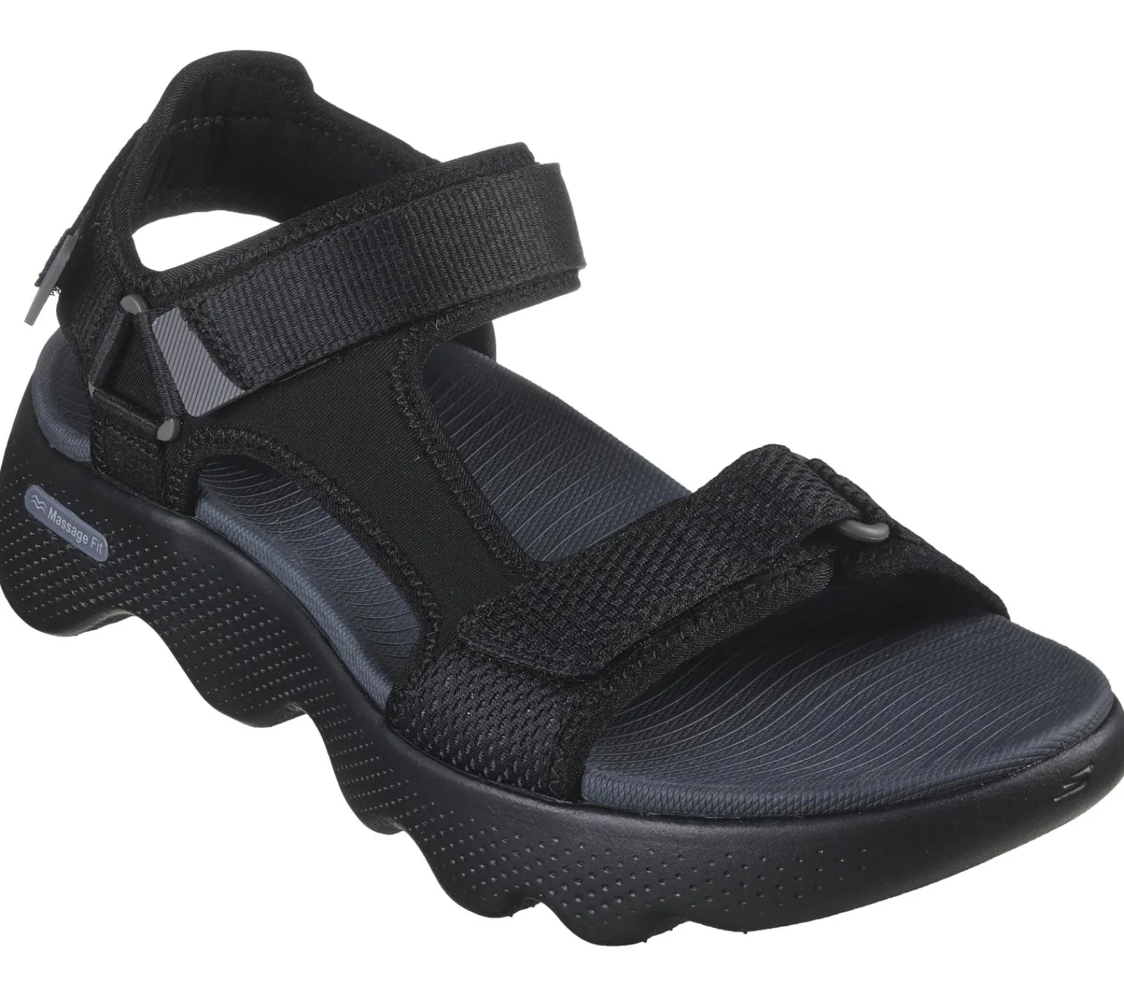 Sandálias-SKECHERS GO WALK Massage Fit Sandal PRETO / CINZENTO
