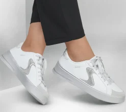 Com Atacadores|Sapatilhas Casuais-SKECHERS Hiland - Quite Chic BRANCO / PRATEADO