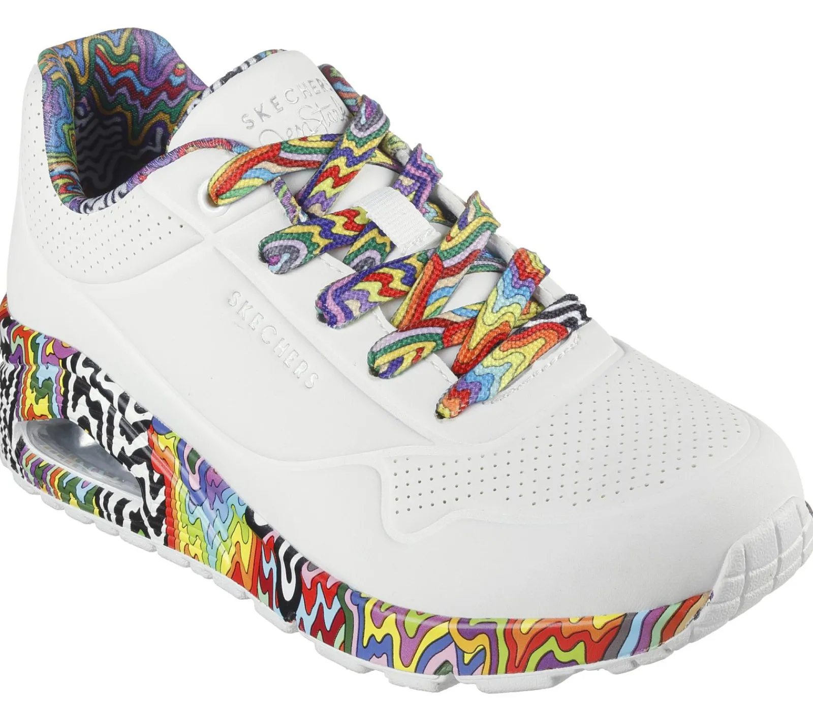 Sapatilhas Casuais-SKECHERS Jen Stark: Uno - Mini Drip BRANCO / MULTICOR