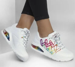 Com Atacadores|Sapatilhas Casuais-SKECHERS JGoldcrown: Uno 2 - Floating Love BRANCO