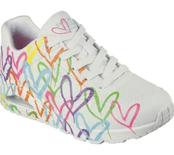 Com Atacadores|Sapatilhas Casuais-SKECHERS JGoldcrown: Uno - Highlight Love BRANCO / MULTICOR