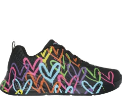 Com Atacadores|Sapatilhas Casuais-SKECHERS JGoldcrown: Uno Lite - Heart Of Hearts PRETO / MULTICOR