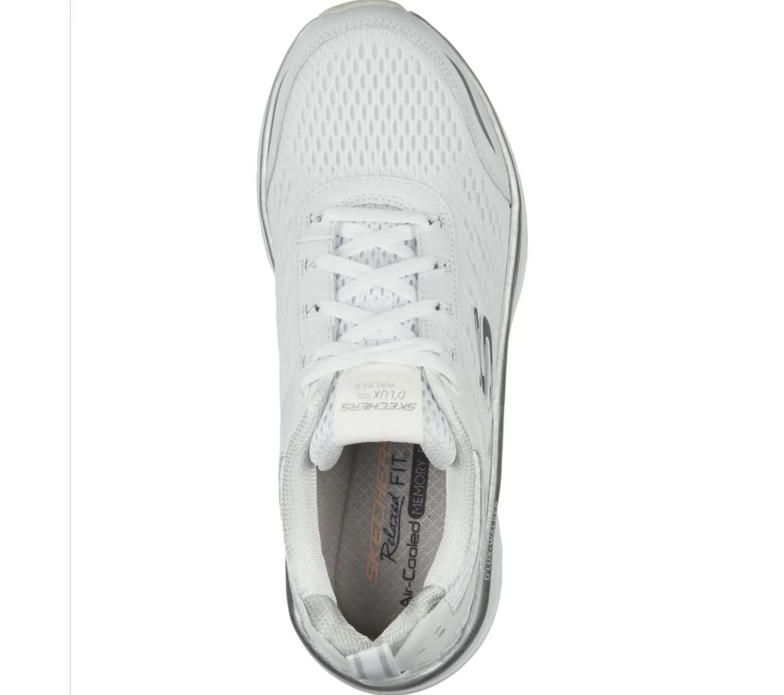 Com Atacadores|Sapatilhas-SKECHERS Relaxed Fit: D'Lux Walker - Infinite Motion BRANCO / PRATEADO
